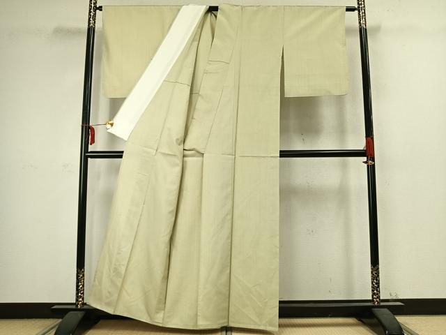 平和屋着物▽上質な紬 単衣 格子 正絹 逸品 AABC3952fy