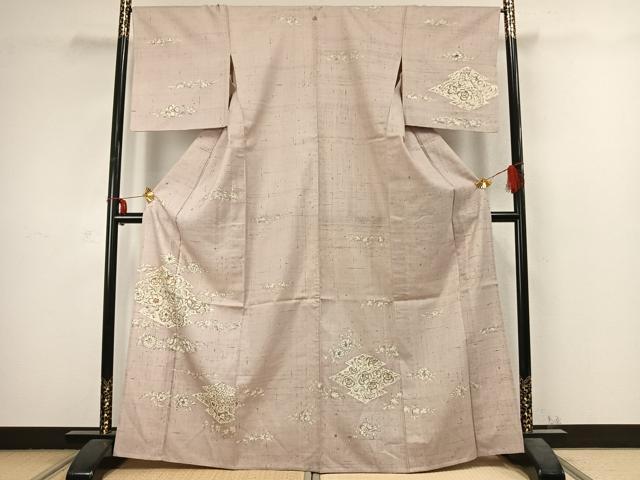 平和屋着物▽訪問着 単衣 紬地 辻が花 正絹 逸品 AABC3966fy