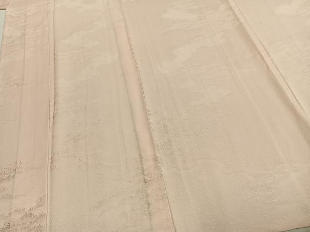 平和屋着物▽上質な色無地 単衣 雲取り花地紋 桜色 正絹 逸品 AABC3999fy