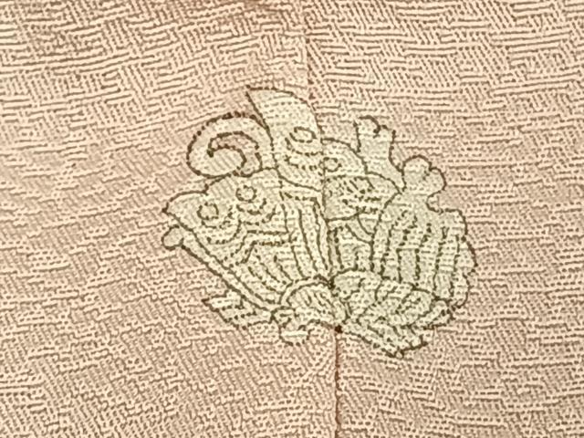 平和屋着物▽上質な色無地 単衣 雲取り花地紋 桜色 正絹 逸品 AABC3999fy
