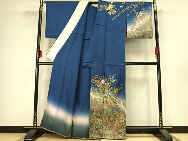 平和屋着物▽訪問着 単衣 辻が花 暈し染め 正絹 逸品 AABC4003fy