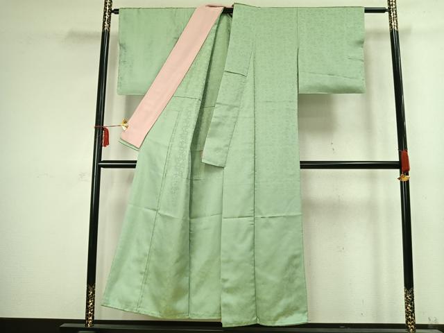 平和屋着物▽上質な小紋 単衣 唐草文 正絹 逸品 AABC4012fy
