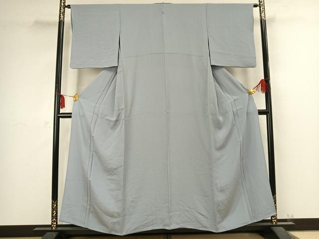 平和屋着物▽上質な色無地 単衣 灰青色 正絹 逸品 AABC4030fy