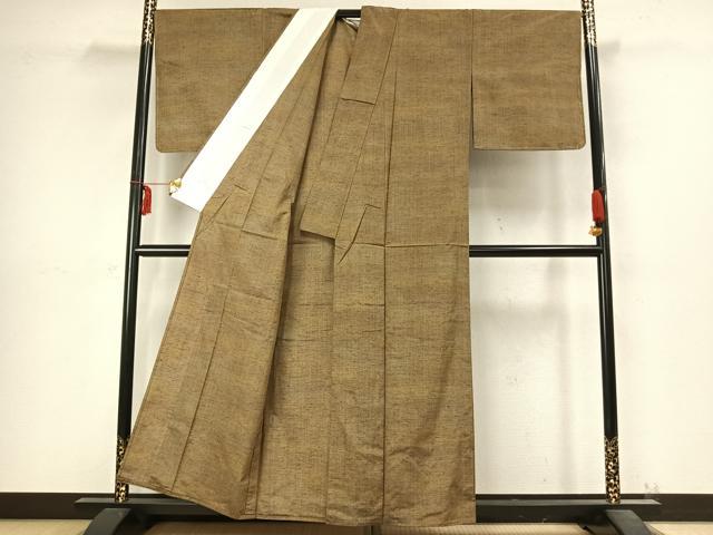 平和屋着物▽上質な紬 単衣 縞 正絹 逸品 未使用 AABC4033fy