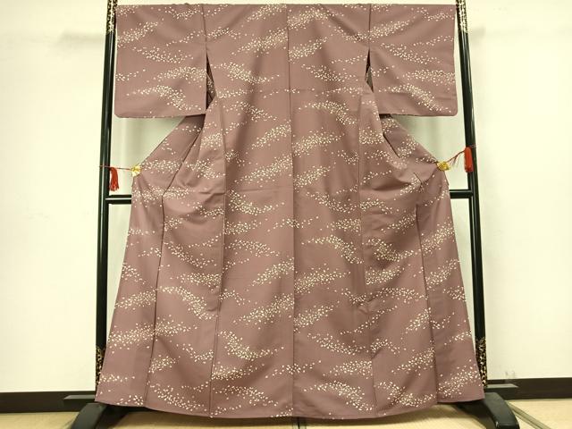 平和屋着物▽小紋 単衣 舞桜文 洗える着物 AABC4035fy