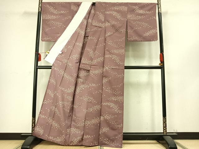 平和屋着物▽小紋 単衣 舞桜文 洗える着物 AABC4035fy