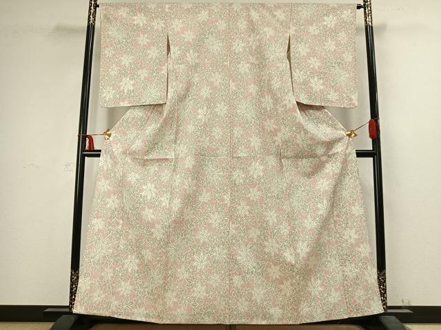 平和屋着物▽本塩沢 単衣 楓尽くし 正絹 逸品 AABC4047fy