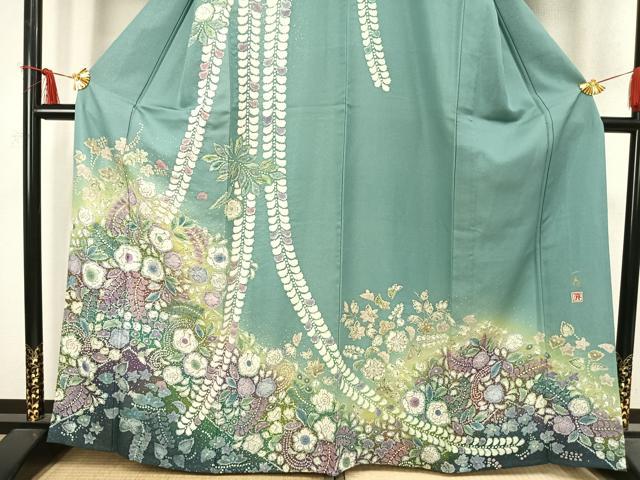 平和屋着物▽吉乃一廉 幻の辻が花 訪問着 単衣 銀通し地 正絹 逸品 AABC4061fy