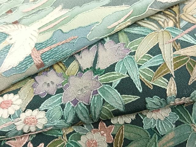 平和屋着物▽豪華色留袖 単衣 総刺繍 花鳥文 正絹 逸品 AABC4065fy