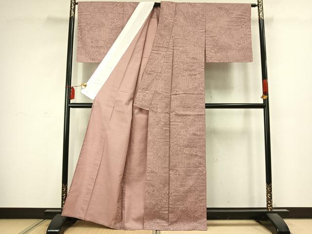 平和屋着物▽上質な紬 単衣 人物風景花文 正絹 逸品 AABC4087fy