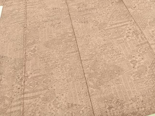 平和屋着物▽上質な紬 単衣 人物風景花文 正絹 逸品 AABC4087fy