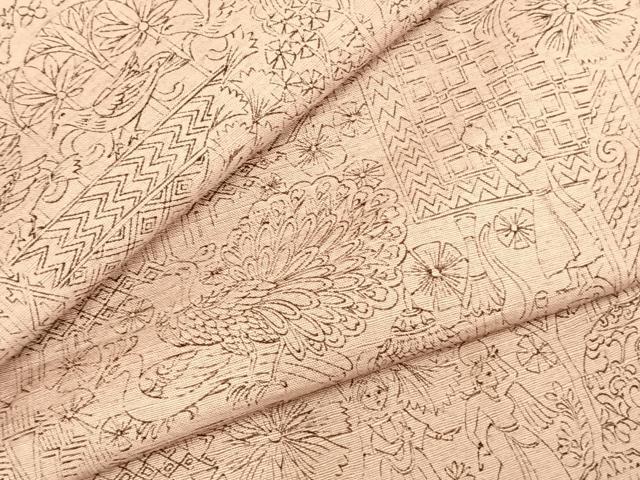 平和屋着物▽上質な紬 単衣 人物風景花文 正絹 逸品 AABC4087fy