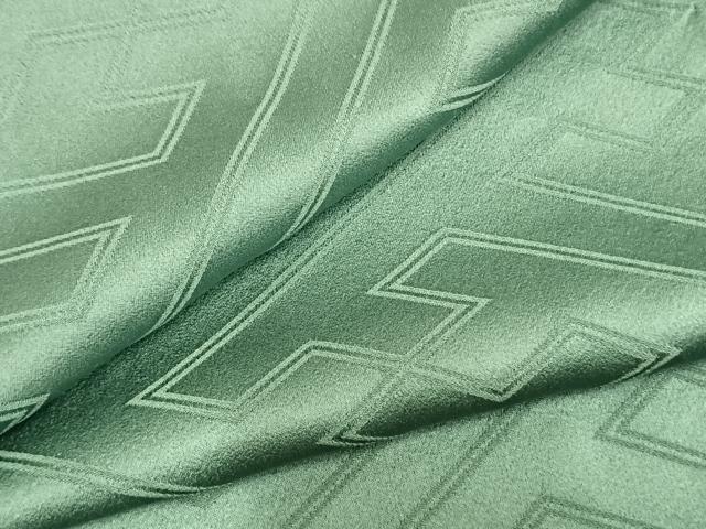 平和屋着物▽上質な色無地 単衣 紗綾形地紋 青磁色 正絹