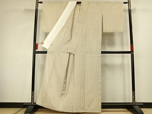 平和屋着物▽本塩沢 単衣 110亀甲 十字絣 ほていや扱い 正絹 逸品 AABC4102fy
