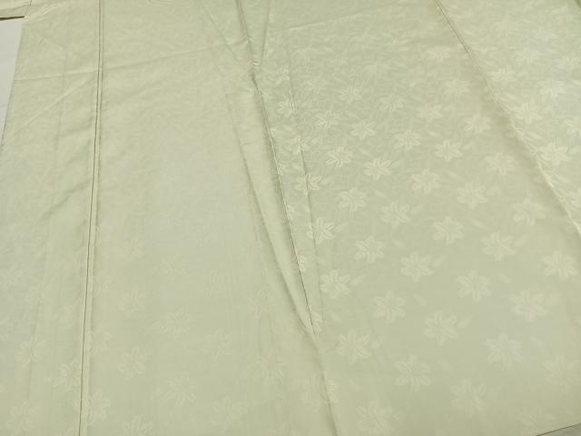 平和屋着物▽お召 単衣 草花文 証紙付き ロング丈 正絹 逸品 AABC4115fy