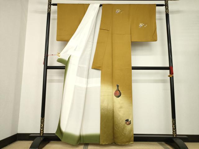 平和屋着物●訪問着 陶器文 暈し染め 金銀彩 正絹 逸品 AABC4129ck