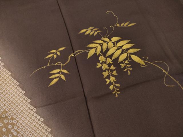 平和屋着物●訪問着 手描き 竹屋町刺繍 花蔦草文 暈し染め 金彩 鈴乃屋扱い 正絹 逸品 AABC4165ck