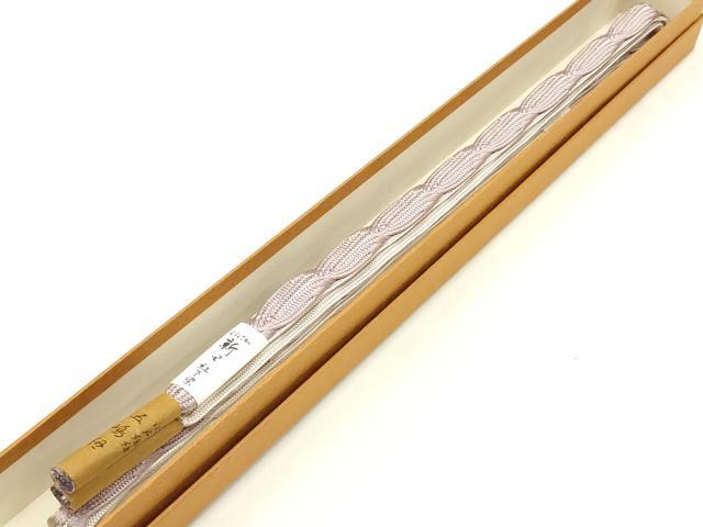 平和屋着物●無形文化財 江戸組紐 五嶋紐 帯締め よねざわ新田 紅下染 金糸 逸品 新品 AABC4336ay
