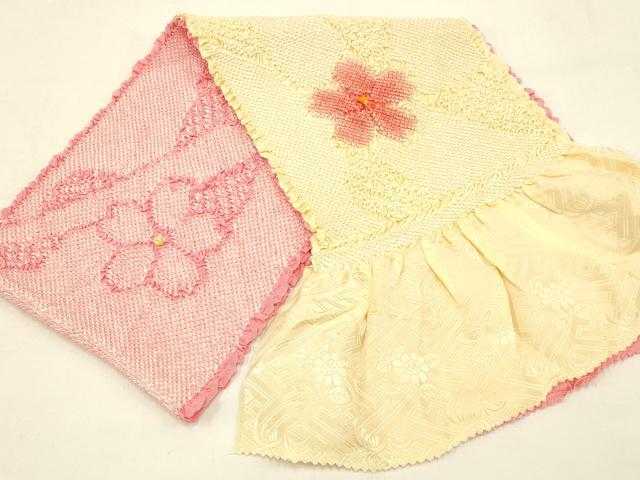 平和屋本店●和装小物 帯締め・帯揚げセット 振袖用 総絞り 蔦草花文 暈し染め 金糸 撚り房 正絹 逸品 未使用 AABC4390ay
