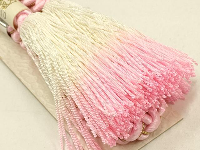 平和屋本店●和装小物 帯締め・帯揚げセット 振袖用 総絞り 蔦草花文 暈し染め 金糸 撚り房 正絹 逸品 未使用 AABC4390ay