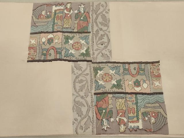 平和屋着物◎太鼓柄袋帯 人物風景文 正絹 逸品 AABC4412ou