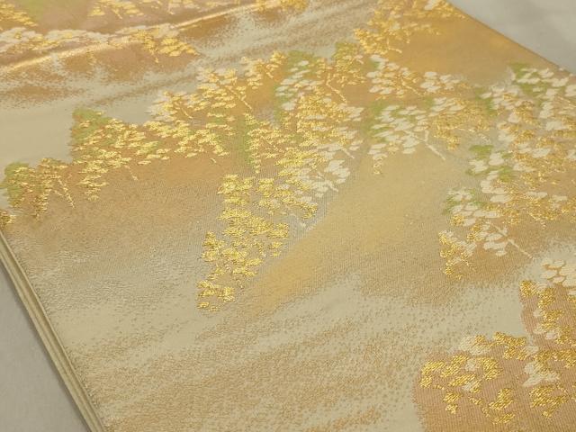 平和屋着物◎六通柄袋帯 樹林文 金糸 正絹 逸品 AABC4417ou