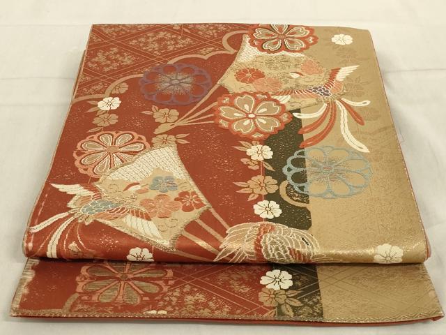 平和屋着物◎六通柄袋帯 唐織 鳳凰花文 金糸 正絹 逸品 AABC4422ou