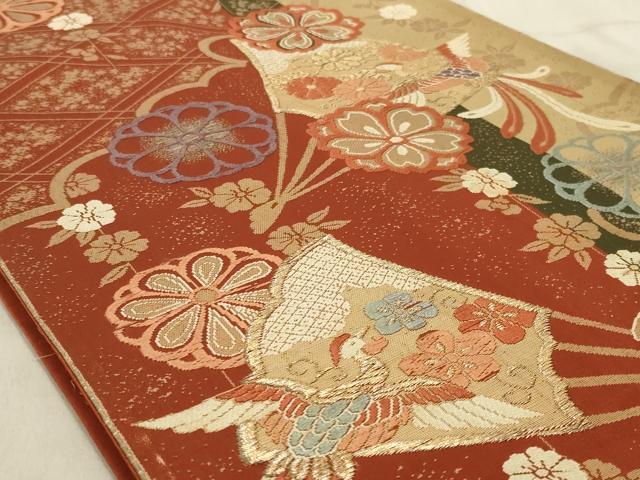 平和屋着物◎六通柄袋帯 唐織 鳳凰花文 金糸 正絹 逸品 AABC4422ou