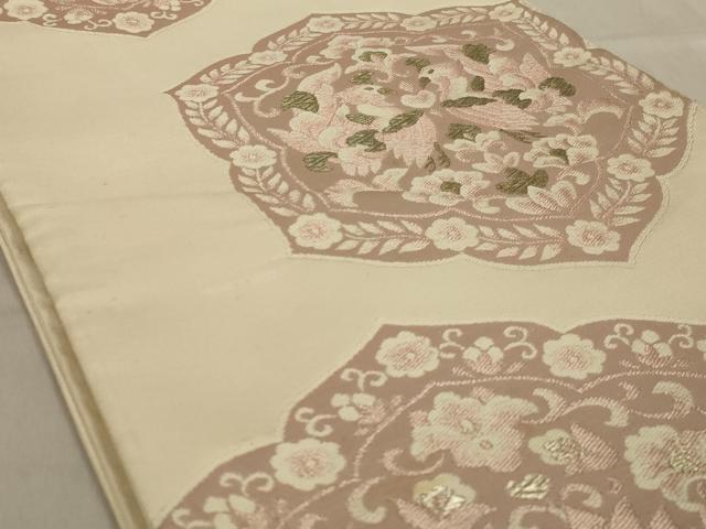 平和屋着物◎六通柄袋帯 唐織 鳳凰花文 銀糸 正絹 逸品 AABC4430ou