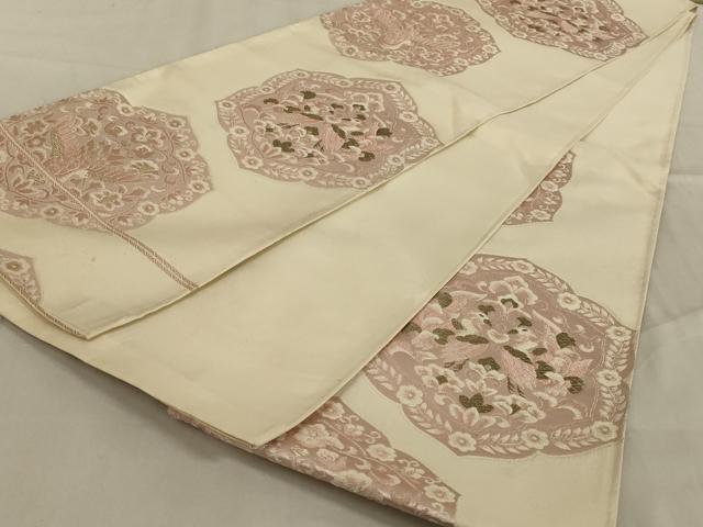 平和屋着物◎六通柄袋帯 唐織 鳳凰花文 銀糸 正絹 逸品 AABC4430ou