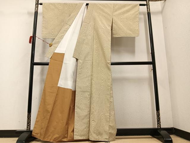 平和屋着物●上質な紬 杢目文 正絹 逸品 未使用 AABC4461ph