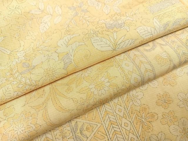 平和屋着物●上質な小紋 紬地 更紗花文 正絹 逸品 AABC4468ph