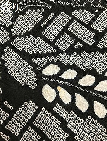 平和屋着物●豪華振袖 総絞り 草花文 黒地 正絹 逸品 AABI2616cs
