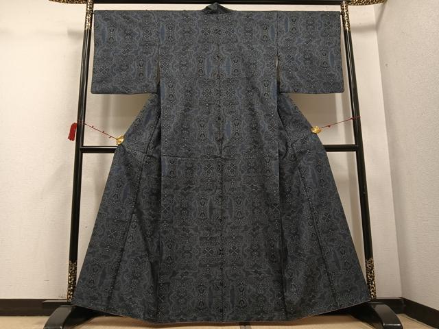 平和屋着物●本場大島紬 一元絣 花唐草文 正絹 逸品 AABC4508ph