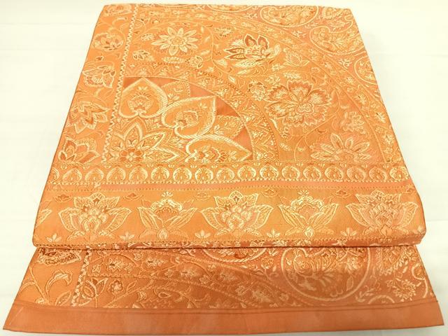 平和屋着物◎六通柄袋帯 更紗花文 正絹 逸品 AABC4525yx