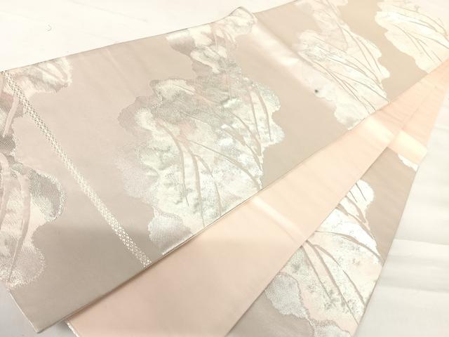 平和屋着物◎六通柄袋帯 道長文 銀糸 正絹 逸品 AABC4631yx
