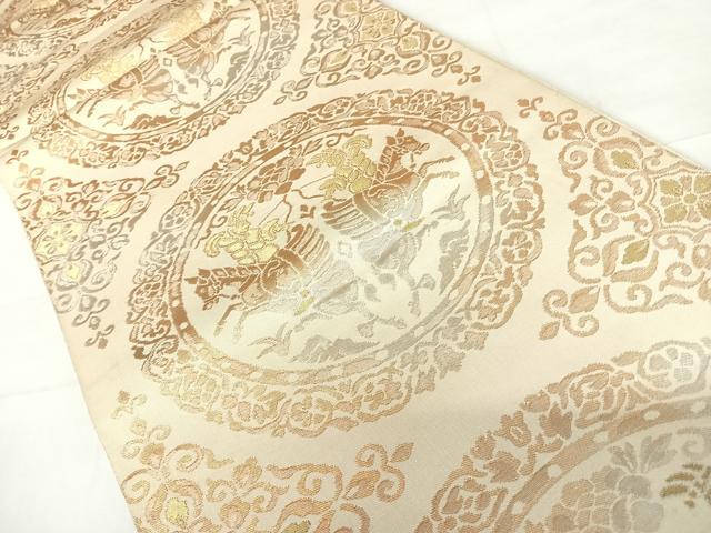 平和屋着物◎六通柄袋帯 狩猟丸文 金銀糸 正絹 逸品 AABC4633yx