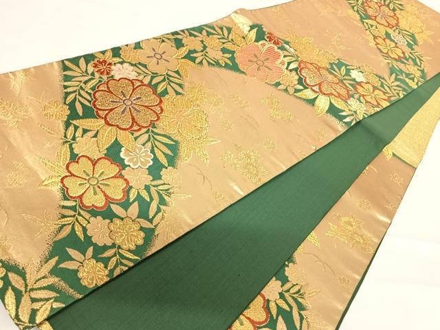 平和屋着物◎六通柄袋帯 舞花文 金糸 正絹 逸品 AABC4638yx