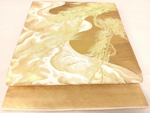 平和屋着物◎太鼓柄袋帯 浜松文 金糸 正絹 逸品 AABC4640yx
