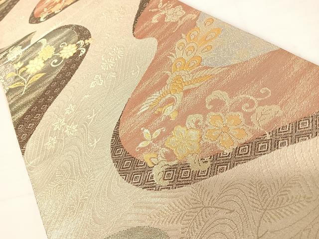 平和屋着物◎佐賀錦 六通柄袋帯 鳳凰花文 金銀糸 正絹 逸品 AABC4643yx