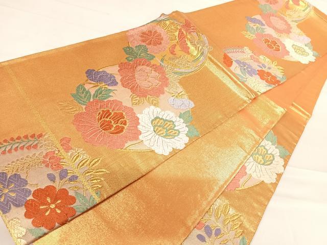 平和屋着物◎佐賀錦 六通柄袋帯 花丸文 金糸 正絹 逸品 AABC4688yx