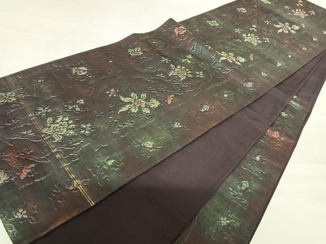 平和屋着物◎六通柄袋帯 洋花文 正絹 逸品 AABC4740yx