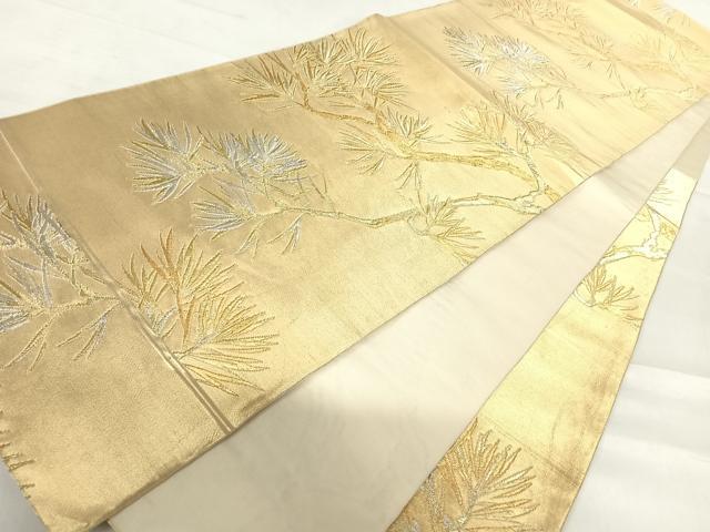 平和屋着物◎六通柄袋帯 枝松文 金銀糸 正絹 逸品 AABC4753yx