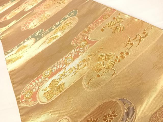 平和屋着物◎六通柄袋帯 エ霞松文 金糸 正絹 逸品 AABC4778yx
