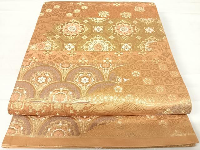 平和屋着物◎六通柄袋帯 有職華文 金糸 正絹 逸品 AABC4783yx