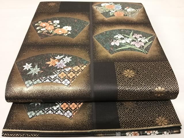 平和屋着物◎六通柄袋帯 唐織 地紙花文 金糸 正絹 逸品 AABC4785yx