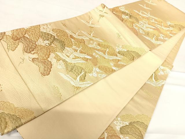 平和屋着物◎六通柄袋帯 千代 飛鶴浜松文 金糸 正絹 逸品 AABC4788yx