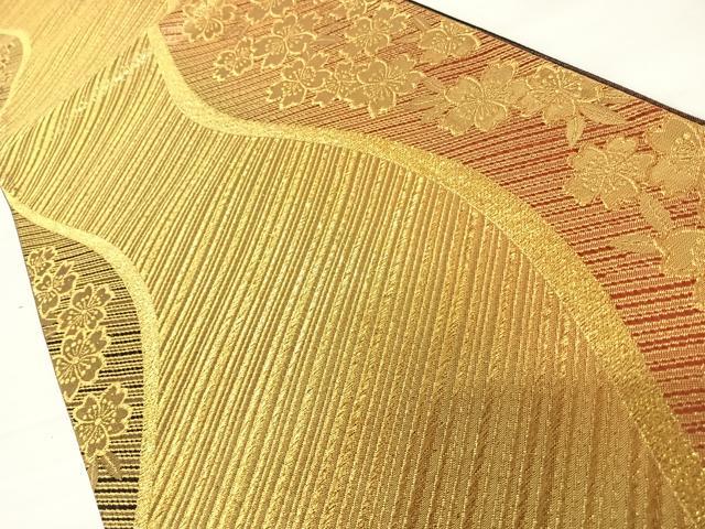 平和屋着物◎六通柄袋帯 舞花文 金糸 正絹 逸品 AABC4793yx