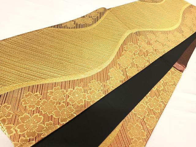 平和屋着物◎六通柄袋帯 舞花文 金糸 正絹 逸品 AABC4793yx