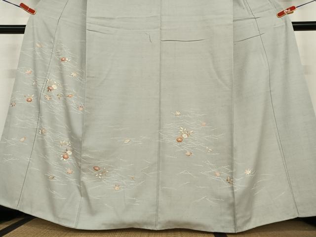 平和屋着物●訪問着 紬地 吹き寄せ花文 金彩 正絹 逸品 AABC4848zg